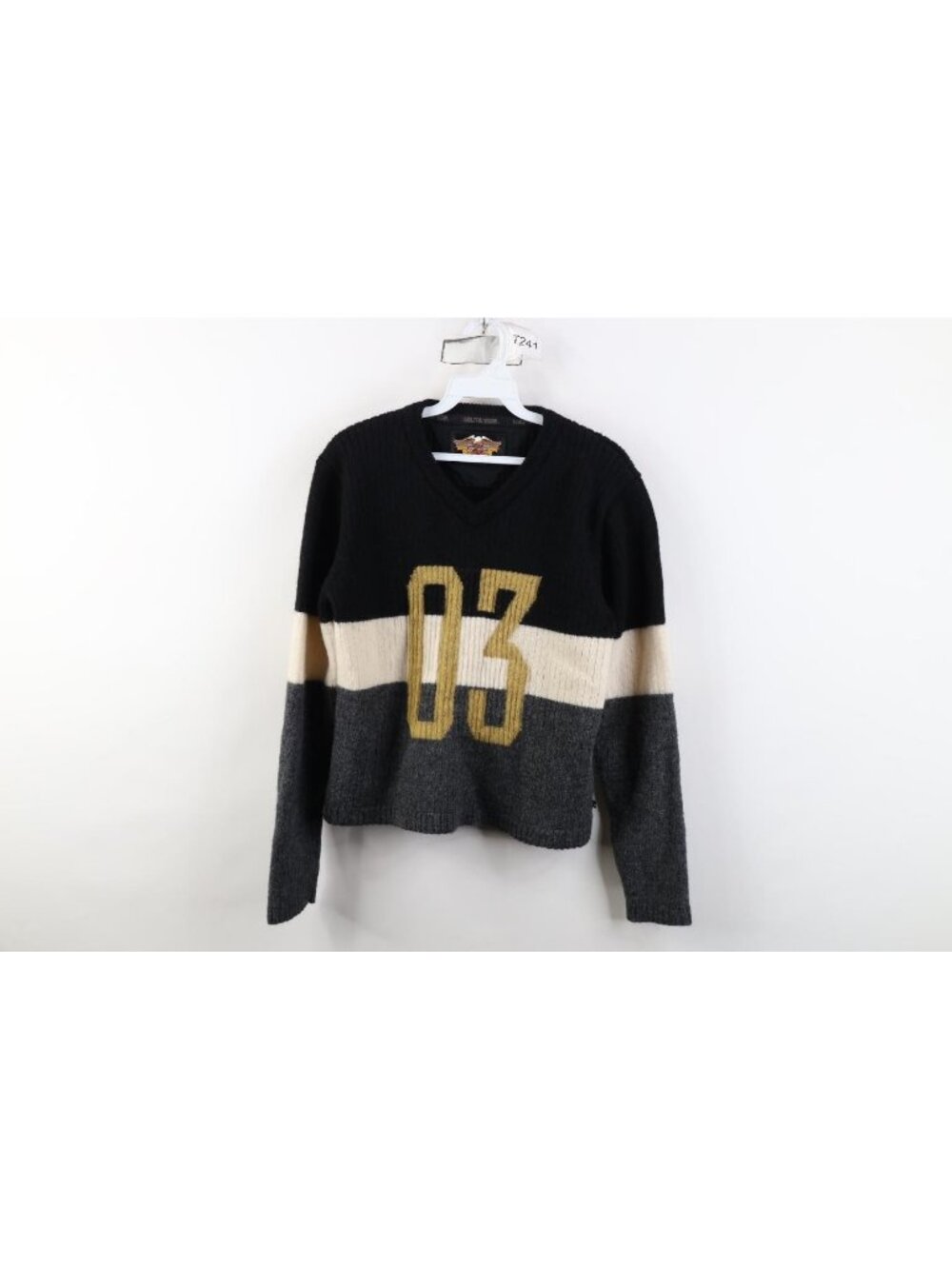 Vintage Y2K 2003 Harley Davidson Womens Medium Cropped Wool Knit Sweater Japan